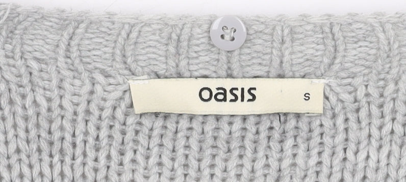 Oasis Women's Grey Cardigan S Long Sleeve V-Neck Knit