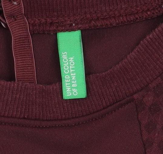 United Colors of Benetton Women's Purple Polyester Blend Pullover Jumper Size L