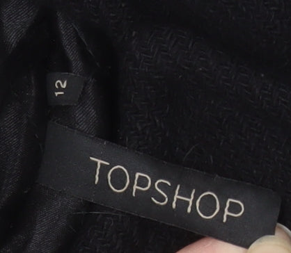 Topshop Women's Black Wool Duffle Coat Size 12
