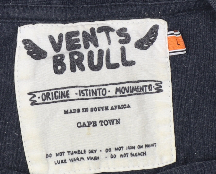 Vents Brull Unisex Black Cotton T-Shirt L Casual