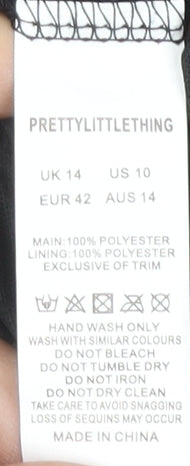 PrettyLittleThing Women's Black Bodycon Dress, Size 14