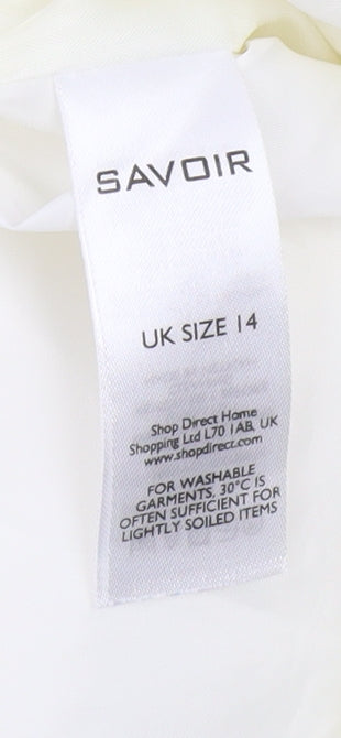 Savoir Women's Ivory Belted Sheath Dress - Size 14