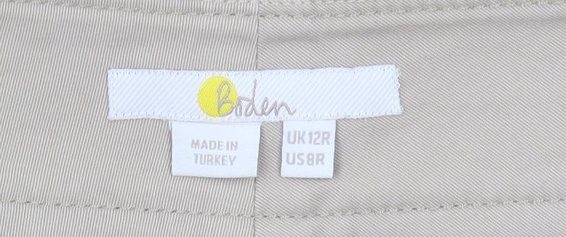 Boden Women's Beige Cotton Skirt Size 12 with Pockets