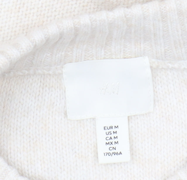 H&M Women's Beige Cable-Knit Jumper, Size 12