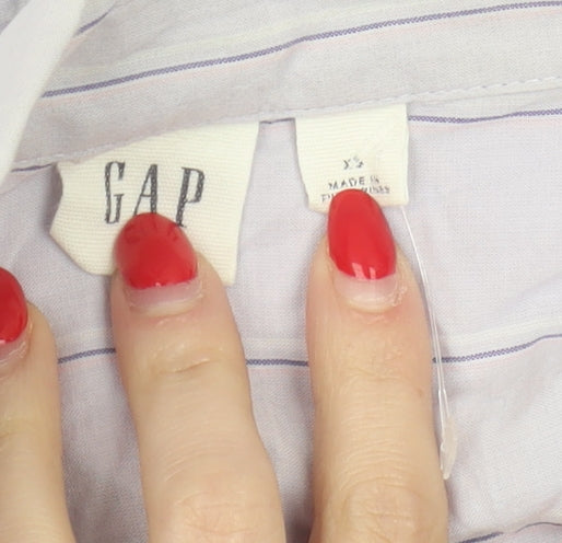 GAP Women's Purple Striped Long Sleeve Blouse XS