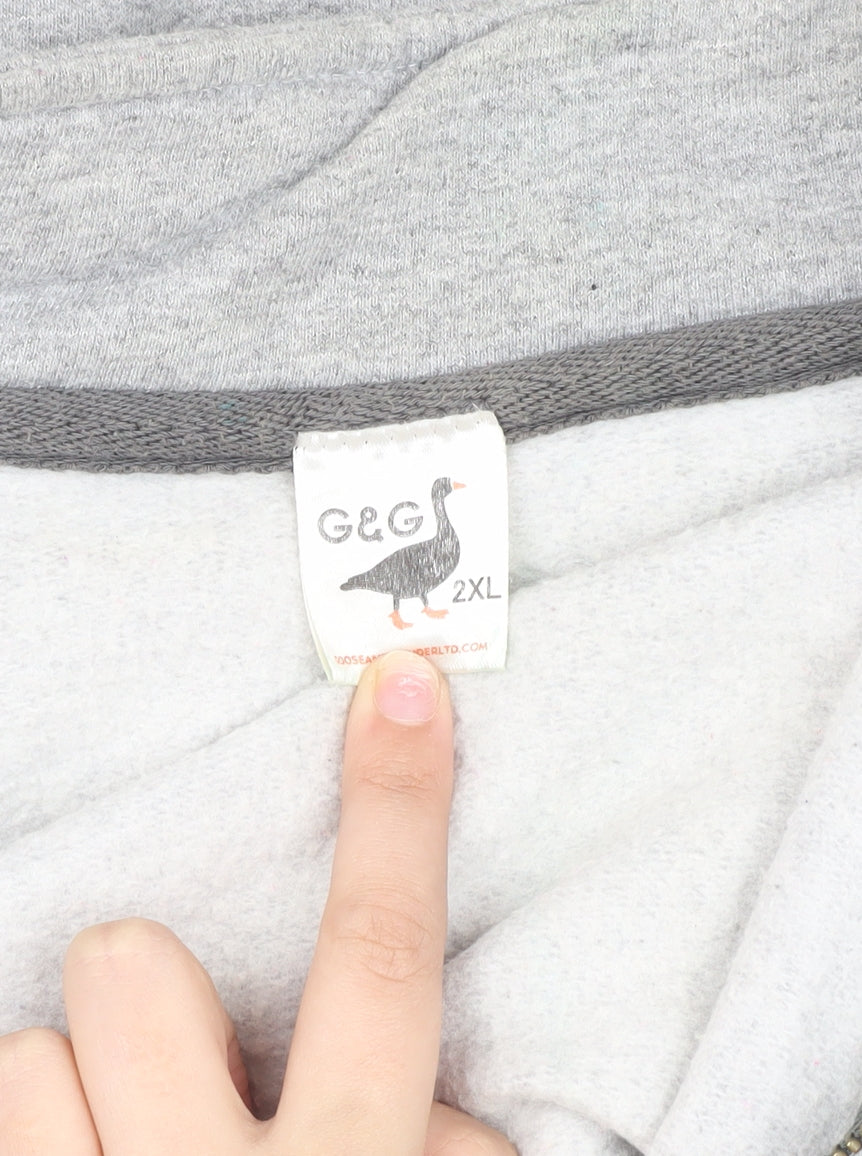 G&G Men's Grey 2XL 1/4 Zip Sweatshirt Logo