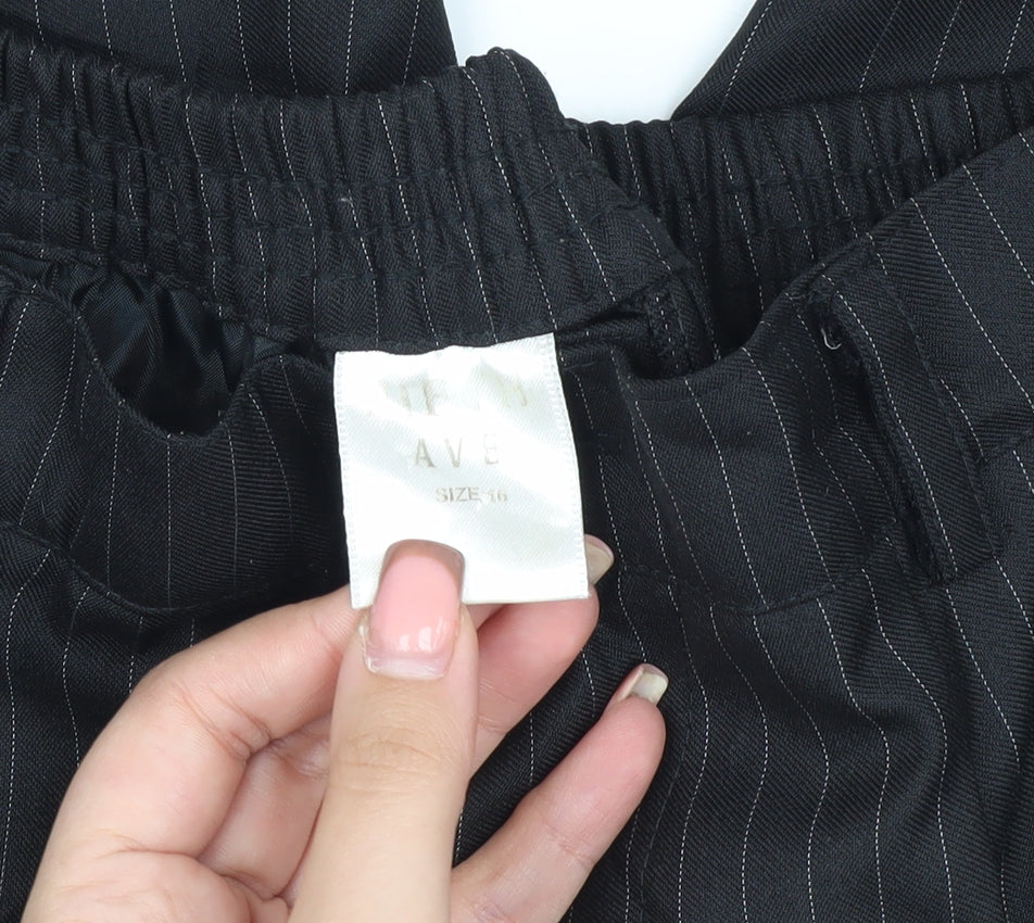 AVE Women's Black Pinstripe Trousers Size 16