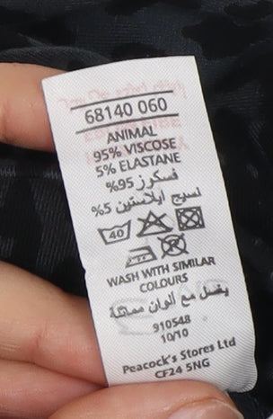 E-vie Women's Cropped Black Leopard Blouse - Size 16