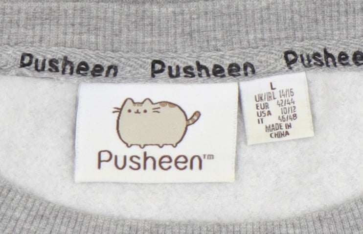 Pusheen Women's Grey Sweatshirt, L, Cartoon Print