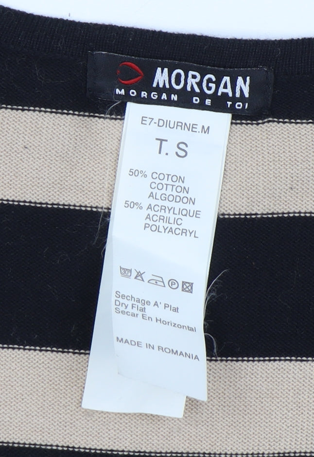 Morgan Women's Black Striped Wrap Jumper - Size S