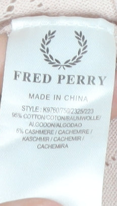 Fred Perry Women's Beige V-Neck Pullover Jumper Size 14
