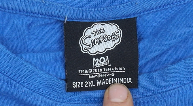 Simpsons 2XL Blue Cartoon T-Shirt Unisex Short Sleeve