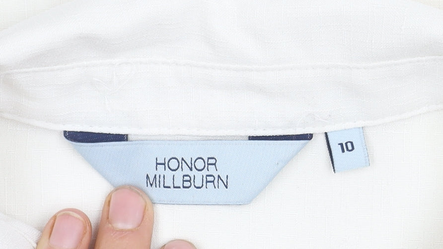 Honor Millburn Women's White Button-Up Shirt Size 10