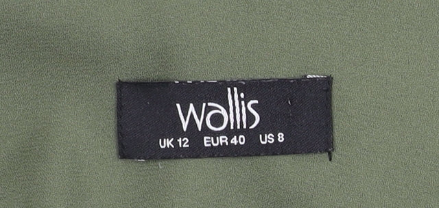 Wallis Women's Green V-Neck Blouse, Size 12, Sleeveless