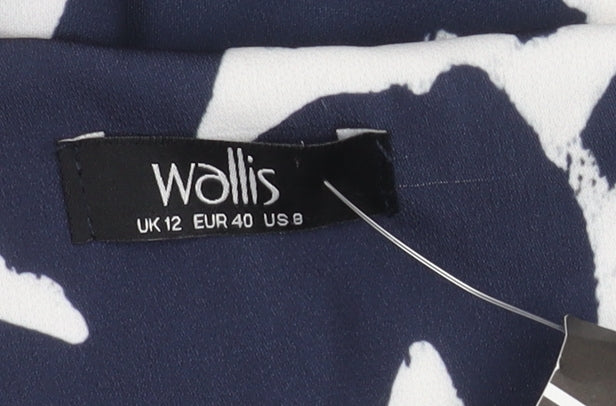 Wallis Women's Blue Animal Print Blouse, Size 12, NWT