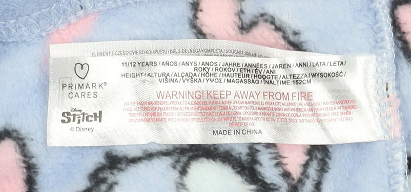 Primark Girls Blue Stitch Fleece Pyjama Pants 11-12 Years