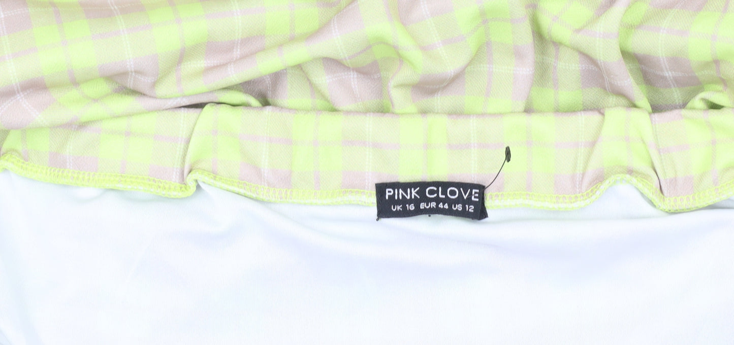 Pink Clove Women's Off Shoulder Plaid Wrap Dress Size 16