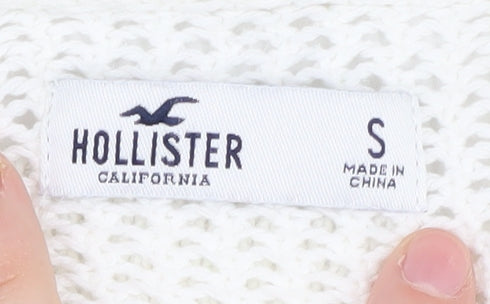 Hollister Women's White Knit Pullover Jumper - Size S