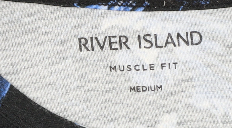River Island Men's Floral Graphic T-Shirt Black M