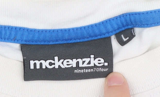 McKenzie Men's White Graphic Print T-Shirt Size L
