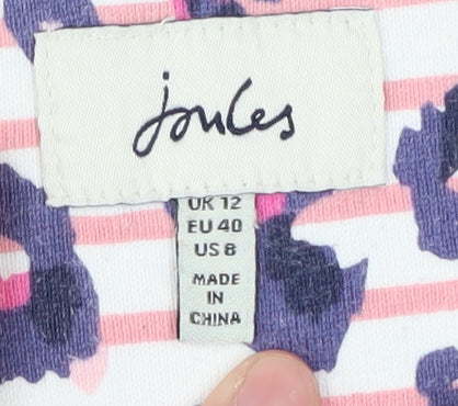 Joules Women's Pink Striped T-Shirt Size 12