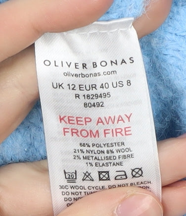 Oliver Bonas Women's Blue Roll Neck Jumper Size 12