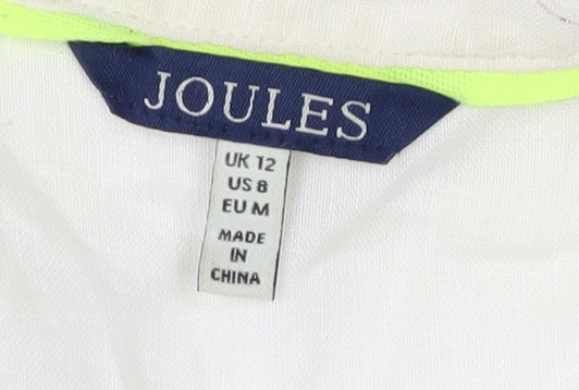 Joules Women's White Button-Up Shirt, Size 12, Long Sleeve