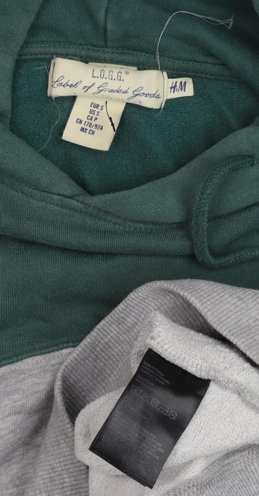 H&M Men's Green Pullover Hoodie, Size S