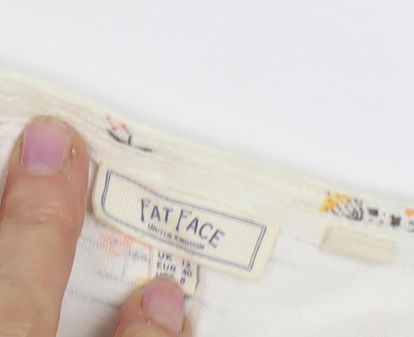 Fat Face Women's Ivory Floral T-Shirt, Size 14