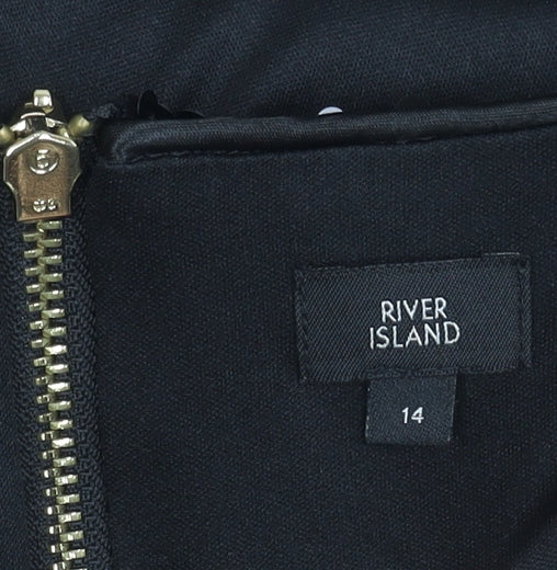 River Island Women's Black Sequin Strapless Top Size 14