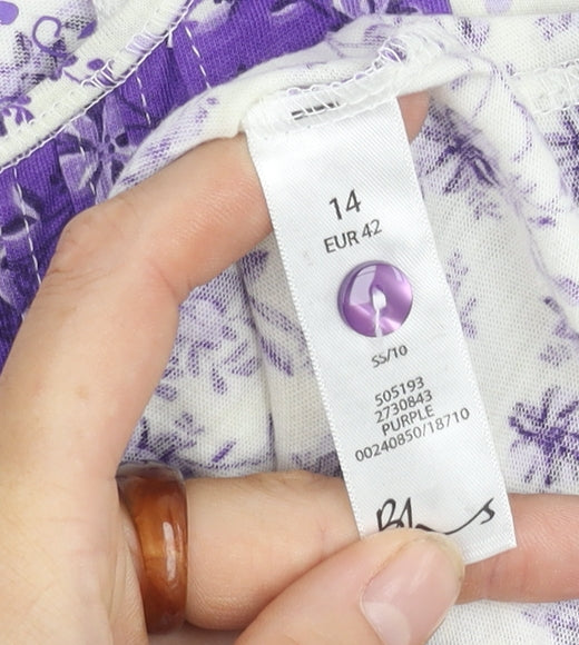 BHS Purple Floral Cotton Women's Tank Top Size 14