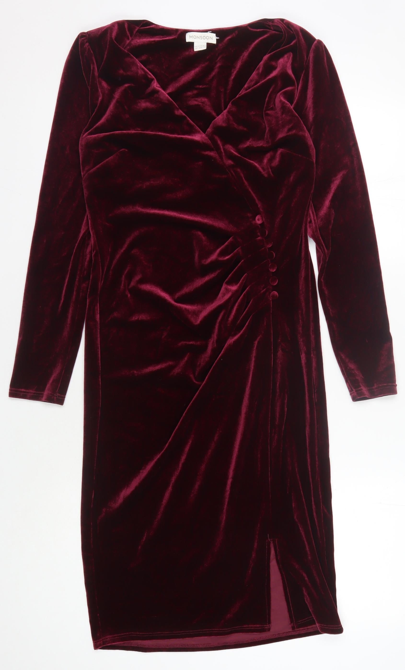 Monsoon Women's Red Long Sleeve Velvet Dress – Preworn
