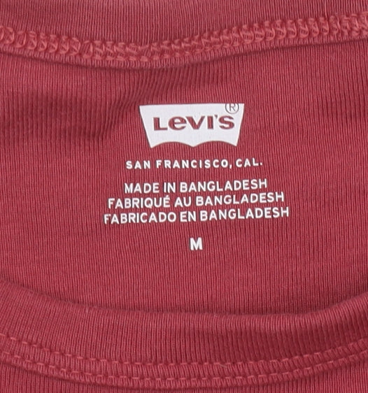 Levi's Women's Red Medium Cotton Crew Neck T-Shirt