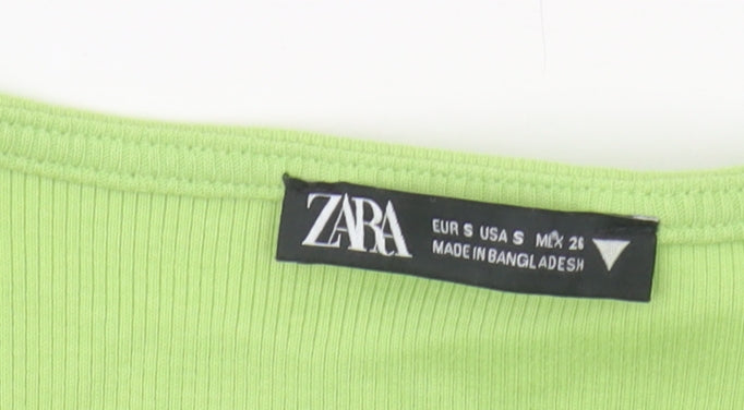 Zara Women’s Green Cropped Blouse - Size S | Summer Style