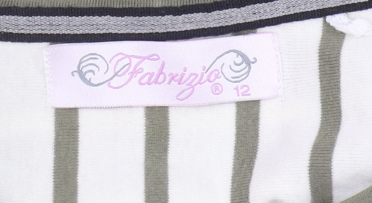 Fabrizio Women's Green Striped T-Shirt Size 12
