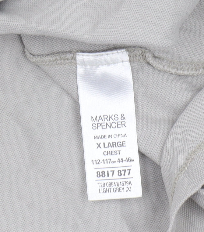 Marks and Spencer Men's Grey Polo Shirt XL