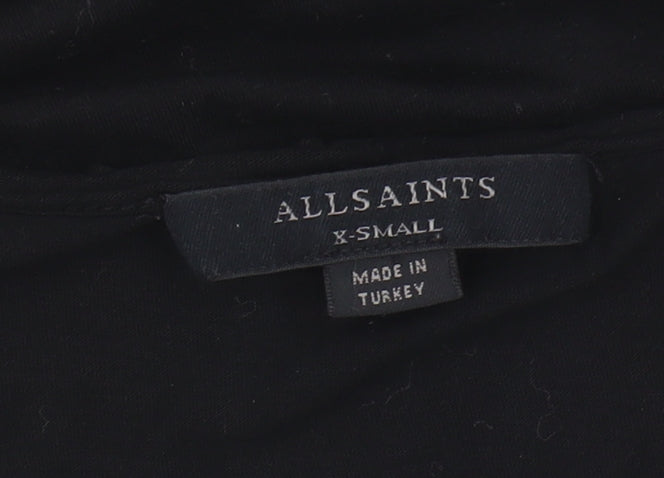 AllSaints Women's Black XS V-Neck T-Shirt