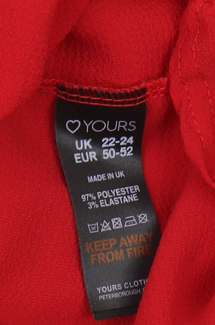 Yours Women's Red V-Neck Wrap Top Plus