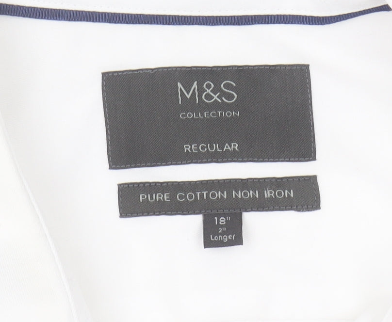 Marks and Spencer Men's White Regular Fit Shirt