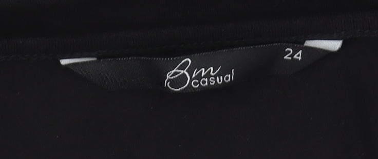 Bm Casual Women's Black Floral 3/4 Sleeve Blouse Size 24