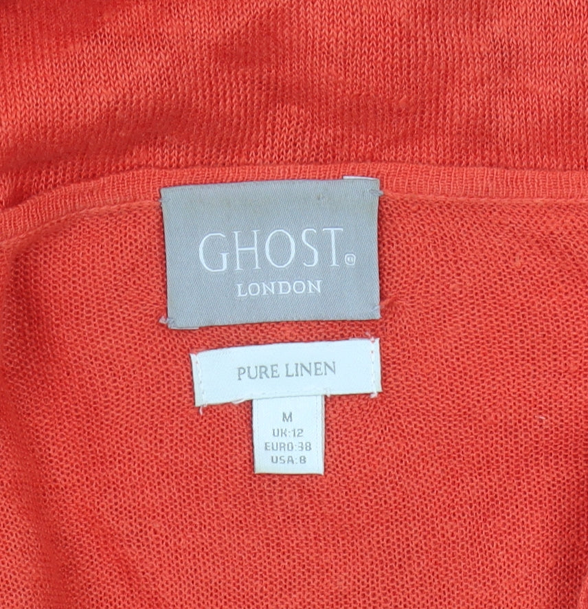 Ghost Women's Orange Open-Knit Cardigan Size 12