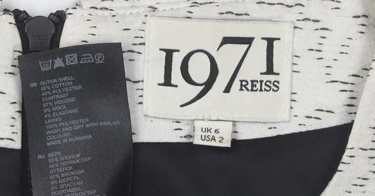 Reiss Women's Black Sheath Dress, Size 6, Short Sleeve