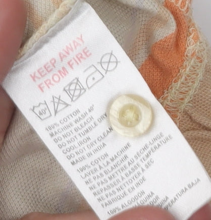 iets frans Unisex Beige Orange Striped Polo L