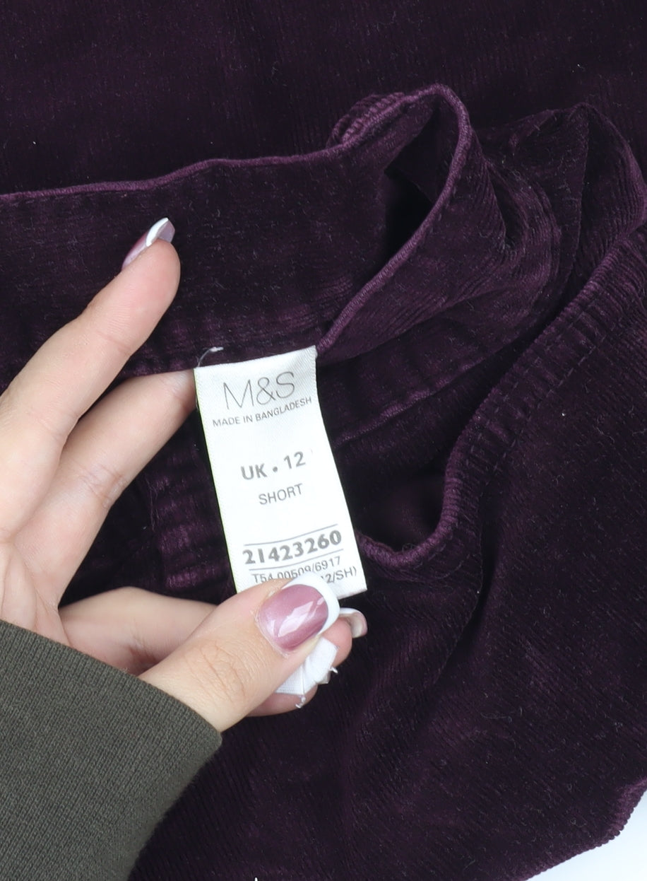 Marks and Spencer Women's Purple Corduroy Trousers 12