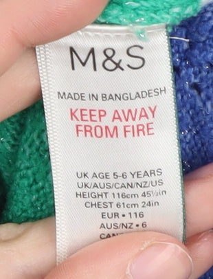 Marks and Spencer Girls Multicoloured Chevron Jumper, Size 5-6 Years