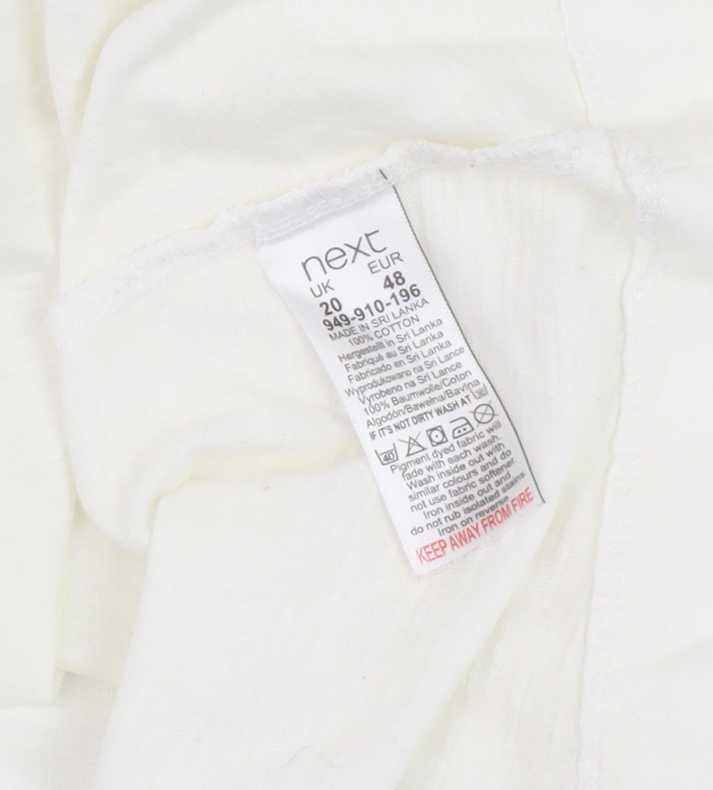 Next Women's White Tank Top, Size 20, Cotton Casual