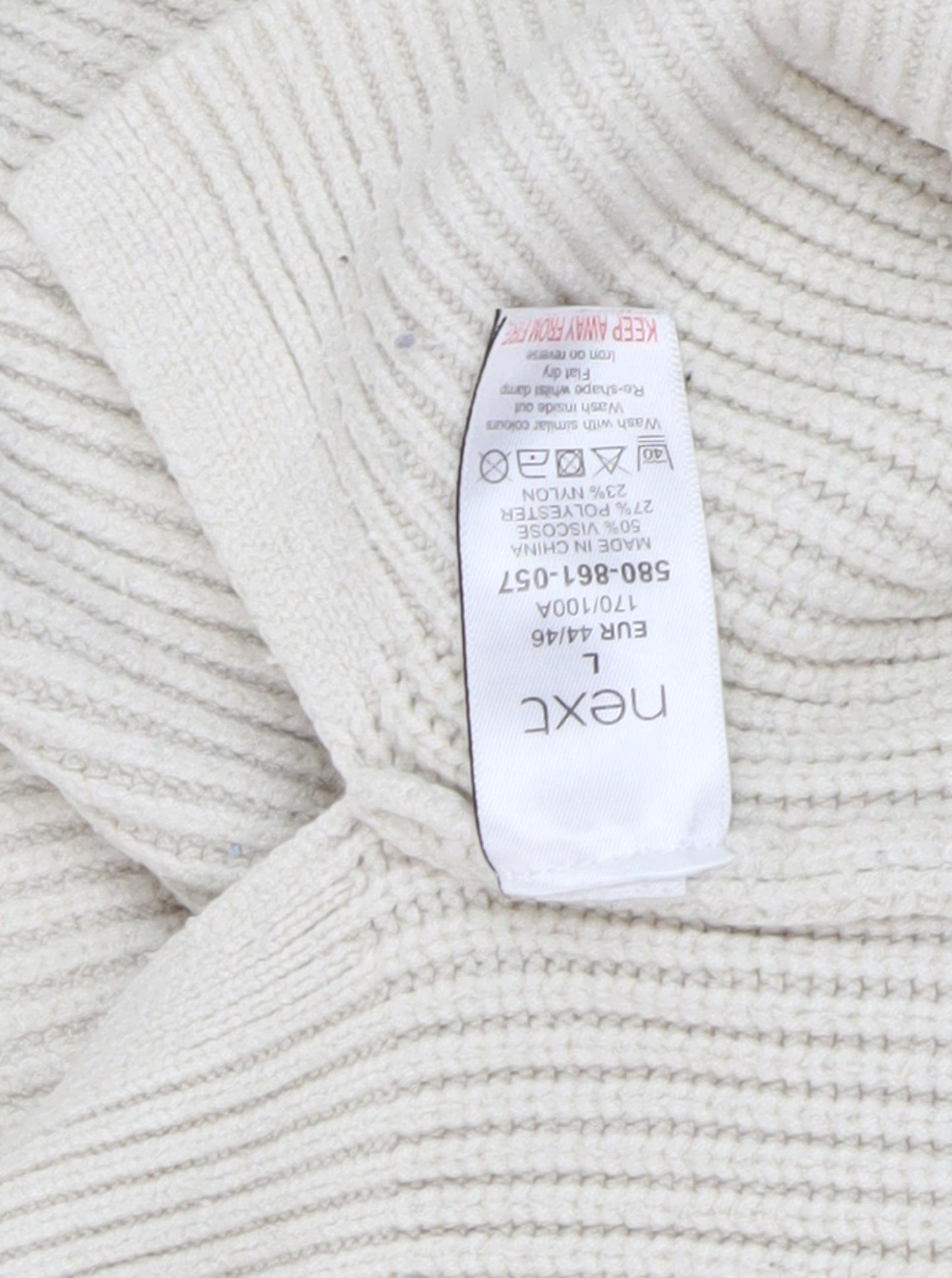 Next Women's Ivory V-Neck Pullover Jumper, Size L