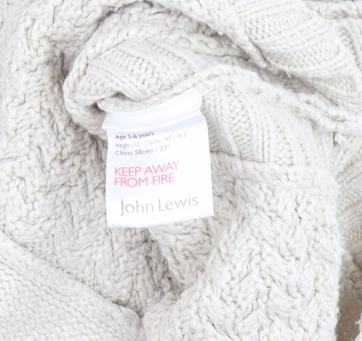 John Lewis Girls Ivory Knit Cape Jumper 5-6 Years