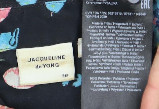 Jacqueline de Yong Floral Blouse, Size 10, Women, Black, Casual