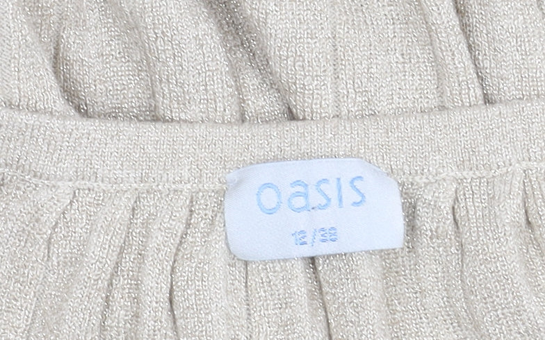 Oasis Women’s Beige Sequin Halter Tank Top Size 12